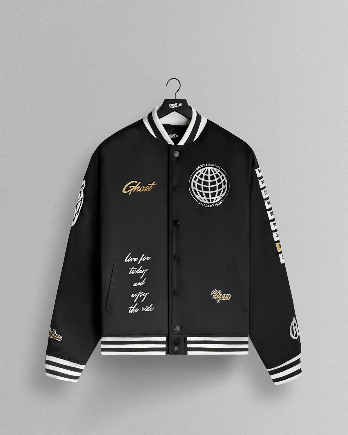 GHOST® CHAMPS VINTAGE BOMBER JACKET | BLACK